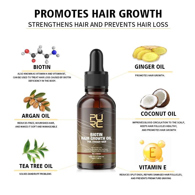 PURC Biotin Hair Oil Hair Grow - đánh giá và giá Beard Oil Growth